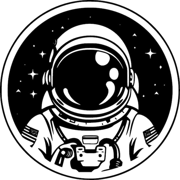 Astronaut Black and White Isolated Icon Vector illustration