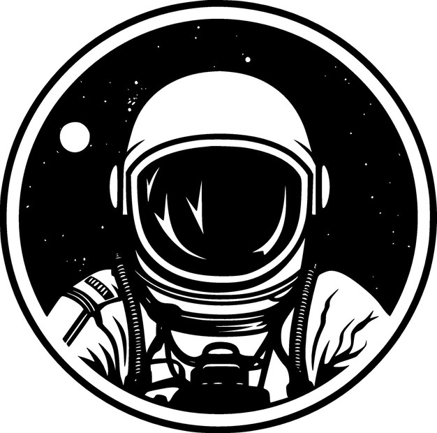 Astronaut Black and White Isolated Icon Vector illustration