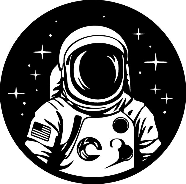 Vector astronaut black and white isolated icon vector illustration