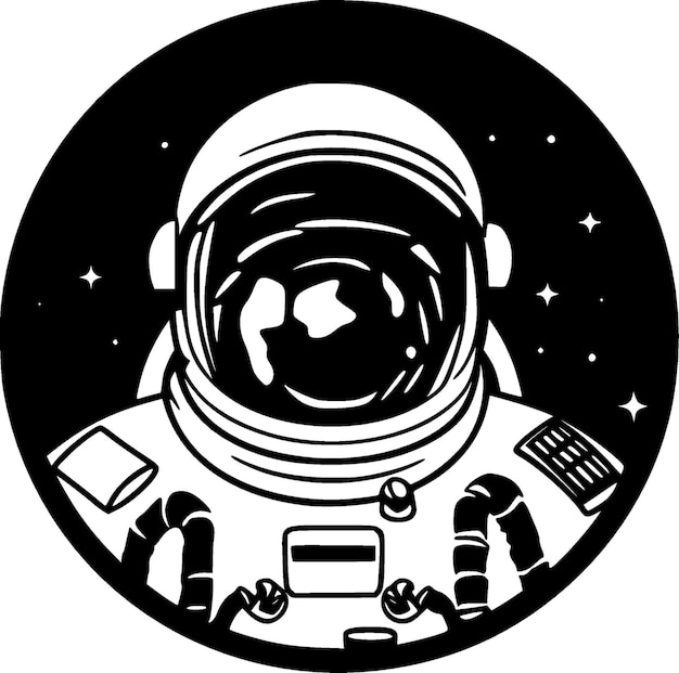 Astronaut Black and White Vector illustration