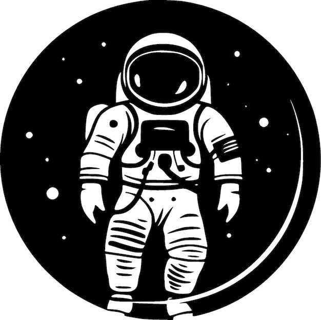 Черно-белая векторная иллюстрация астронавта