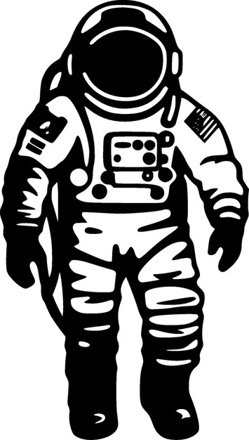 Vector astronaut black and white vector illustration