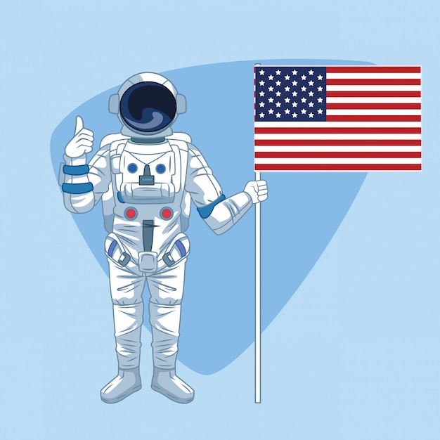 Vector astronaut over blue