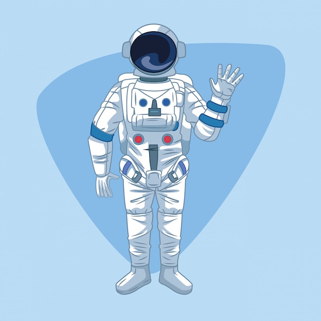 Astronaut over blue