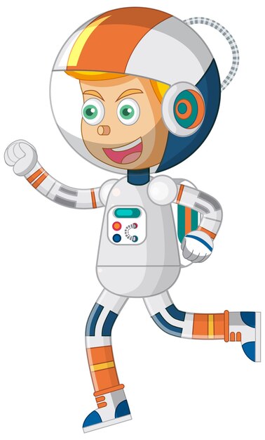 Personaggio dei cartoni animati del ragazzo astronauta su sfondo bianco