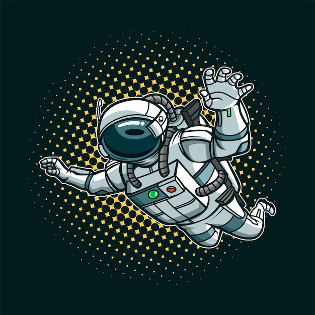 Vector astronaut boy flying cartoon illustration