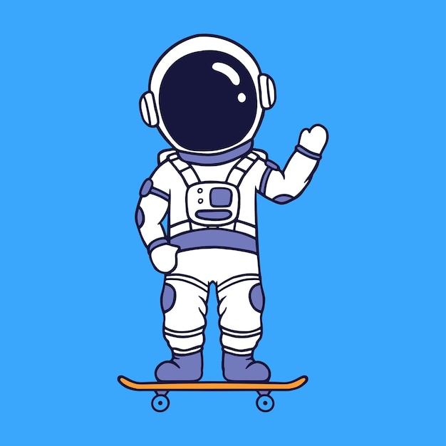 Astronaut cartoon afbeelding cool met skateboard