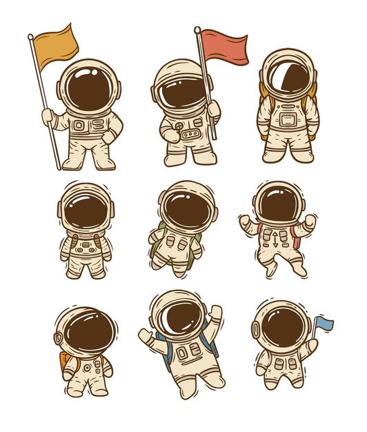 Vector astronaut cartoon doodle vectorillustratie