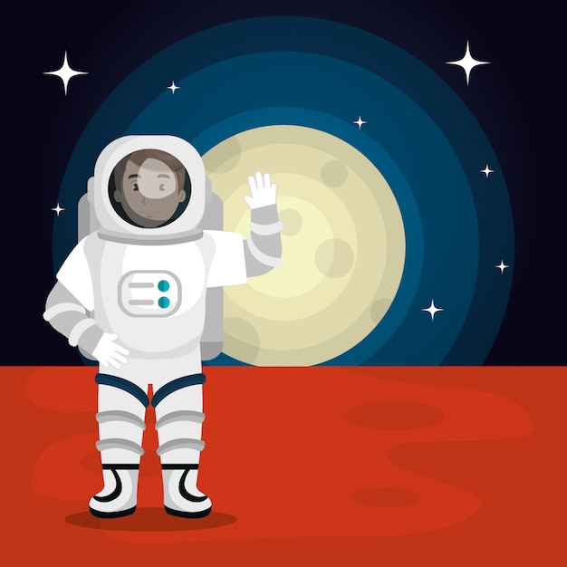 Vector astronaut cartoon space isolated