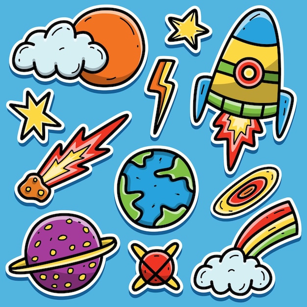 Vector astronaut cartoon sticker design