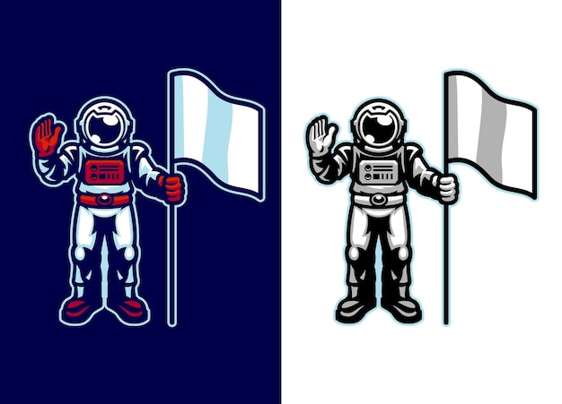 Vector astronaut character fly the flag