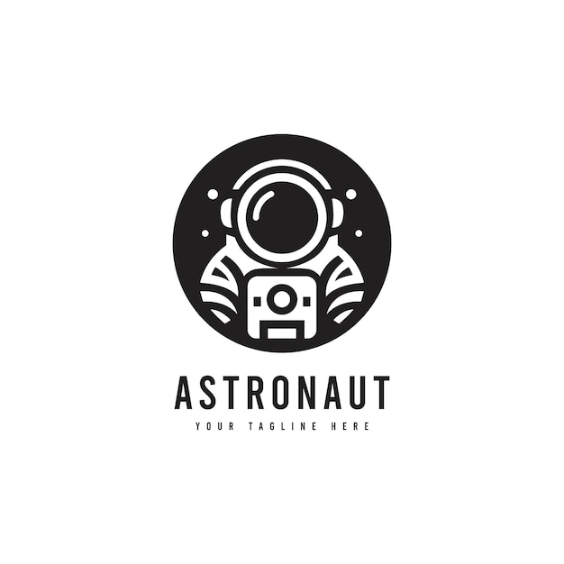 Logo del personaggio dell'astronauta vettoriale silhouette dell'astronota in stile minimalista adatto per loghi astronomici, spaziali o scientifici