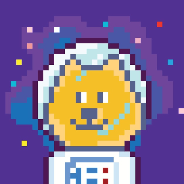 astronaut character in space with pixel art