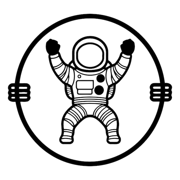 Vector astronaut in circle in flat linear style