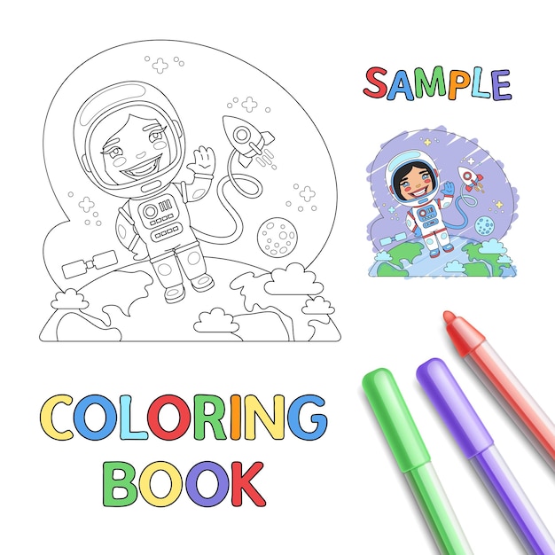 Vector astronaut coloring page