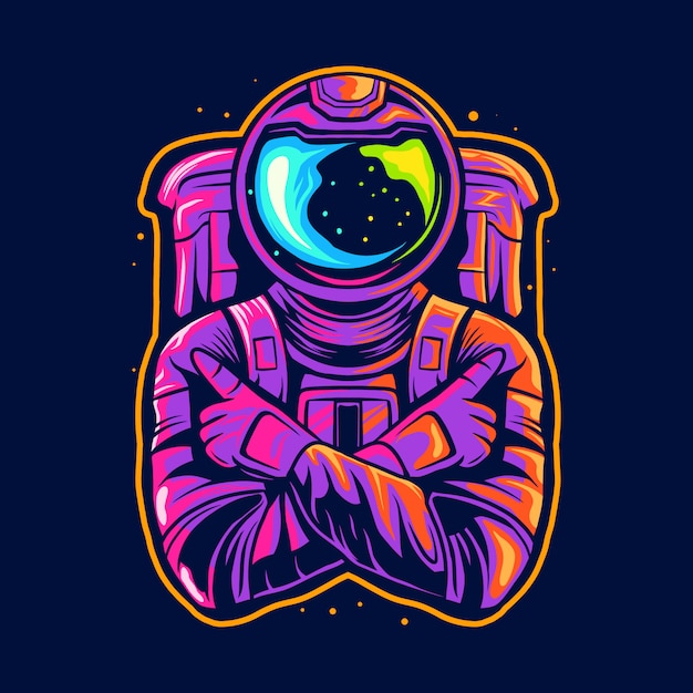 Astronaut cross hand one finger   illustration