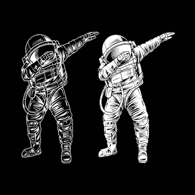 Vector astronaut dabbing on the moon space premium vector