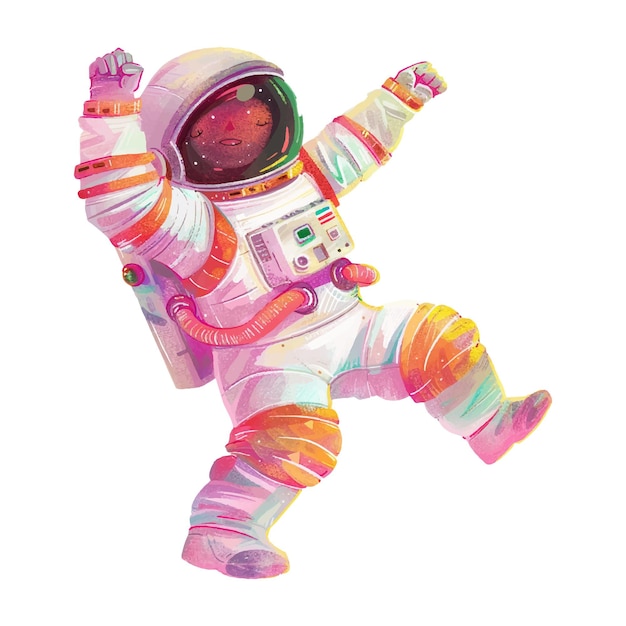 astronaut dabbing watercolor illustration 14