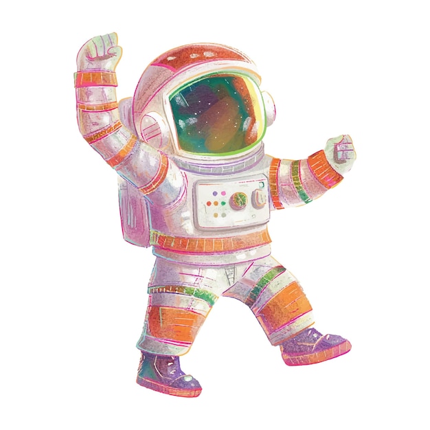 astronaut dabbing watercolor illustration 15