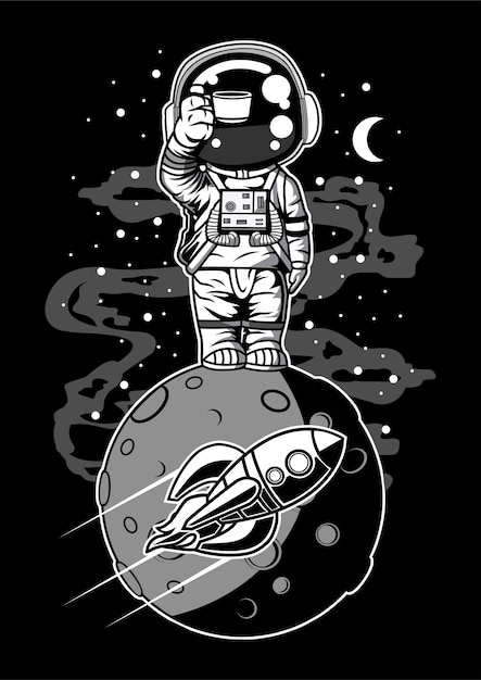 Vector astronaut die zich op de maan bevindt