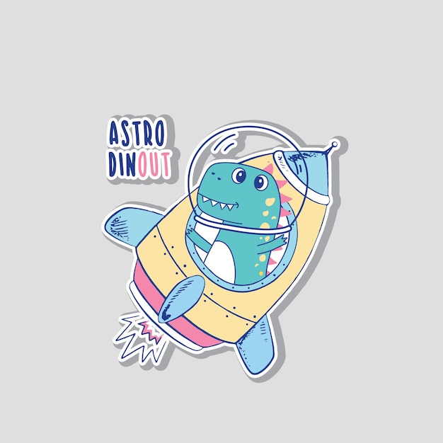 astronaut dinosaurus ontwerp vectorillustratie