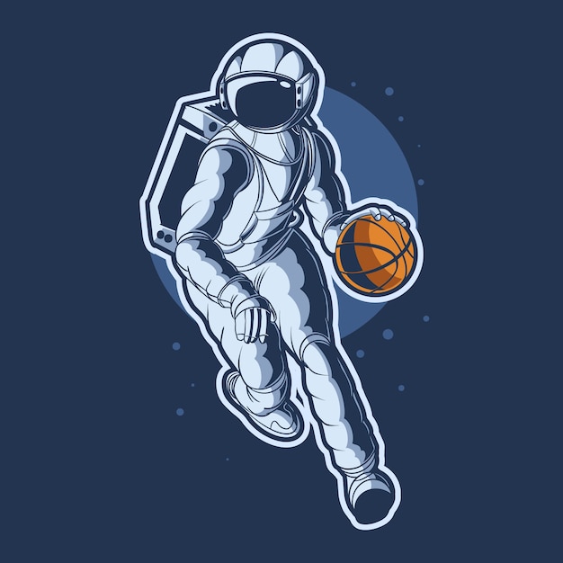 Astronaut dribbelen mand bal afbeelding ontwerp