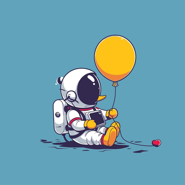 Vector astronaut_duck_balloon_cartoon_illustration