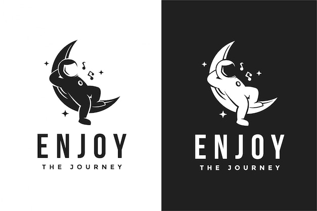 Astronaut enjoying the journey, astronaut relaxing on the moon logo icon illustration