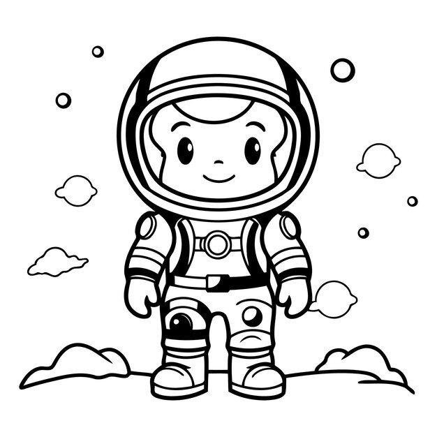 Astronaut on the field Cartoon style