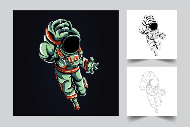 Astronaut fight artwork illustration