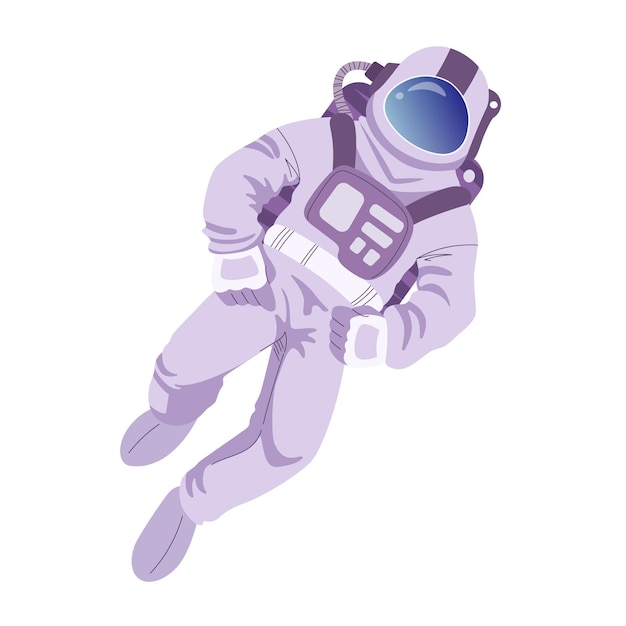 Astronaut floating in outer space Vector illustration in cartoon style