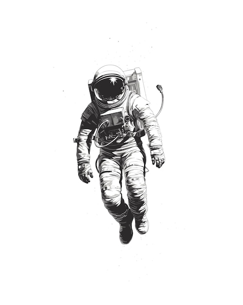 Astronaut flying on the rocket hand drawn sketch Vector Image