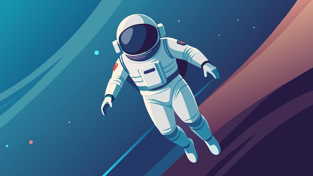 An astronaut floats in the vastness of space protected only by a sleek silver suit its advanced