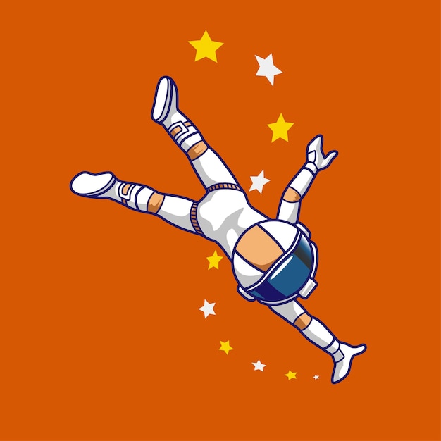Астронавт, летающий вокруг звезд