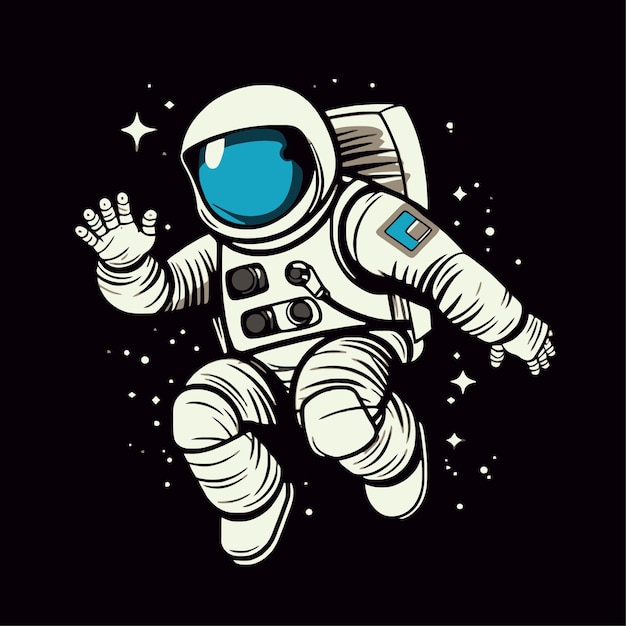 Vector astronaut flying in space