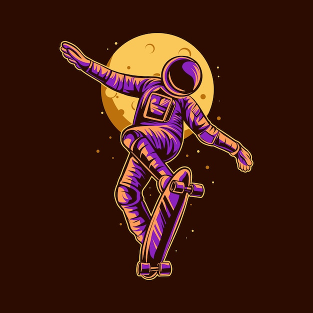 Vector astronaut freestyle skateboarding   illustration design