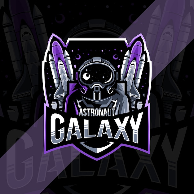 Vector astronaut galaxy mascot logo esport design