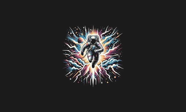 astronaut on galaxy vector artwork design