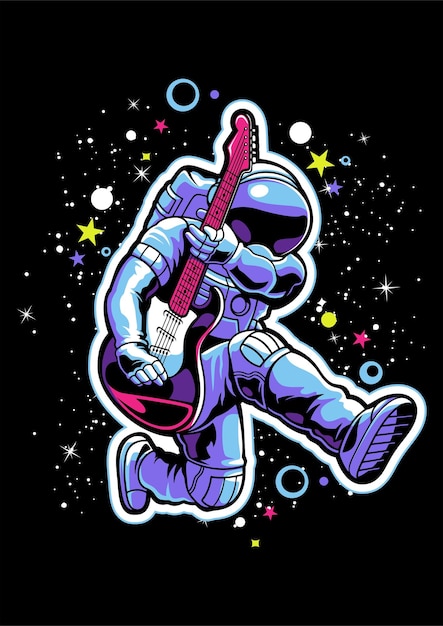 Vector astronaut guitarist