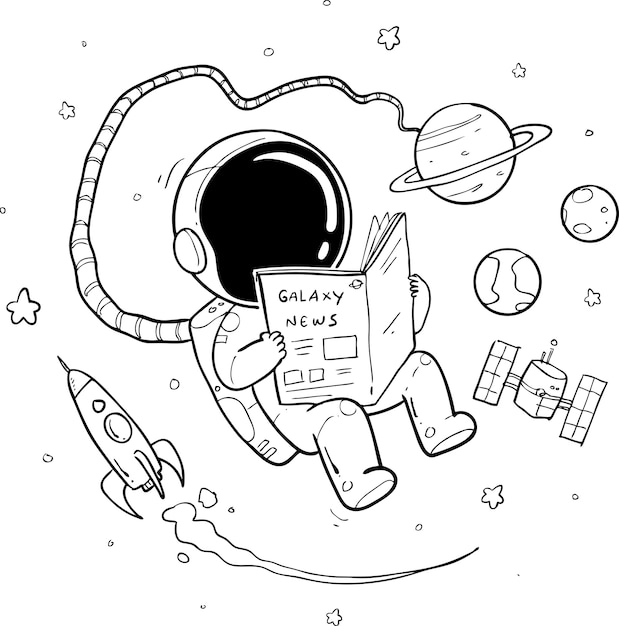 Vector astronaut hand drawn