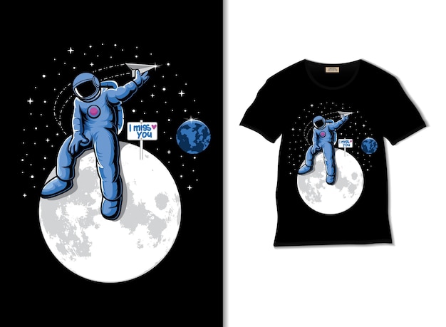 Astronaut heimwee naar t-shirtontwerp