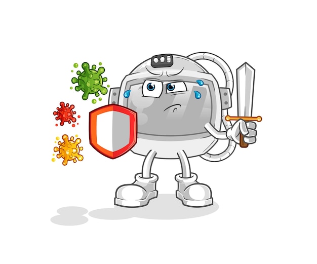 Astronaut helmet against viruses cartoon. cartoon mascot vector