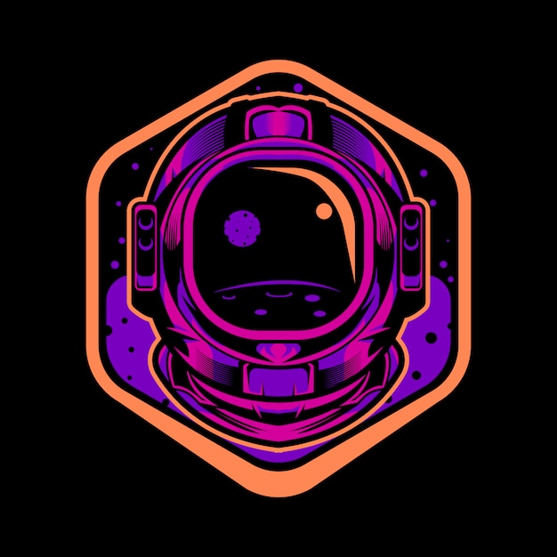 Emblema dell'illustrazione del casco dell'astronauta