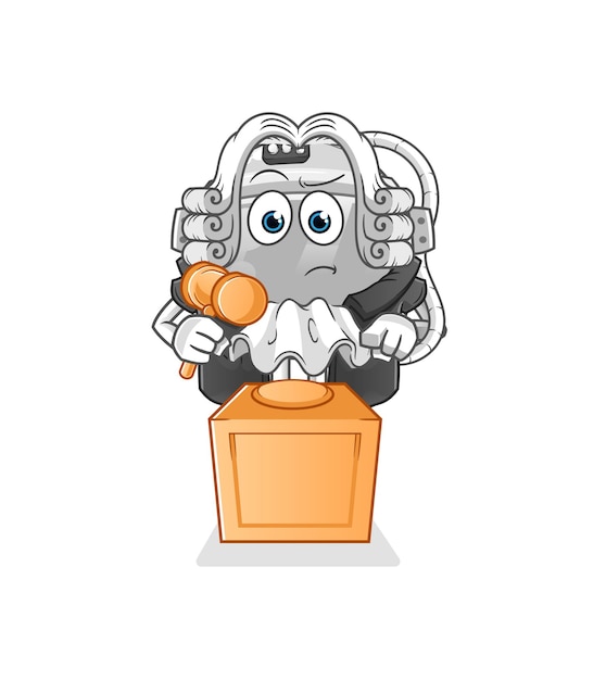 Astronaut helmet judge holds gavel. character vector