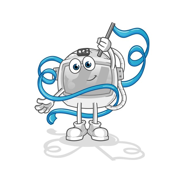 Astronaut helmet Rhythmic Gymnastics mascot. cartoon vector
