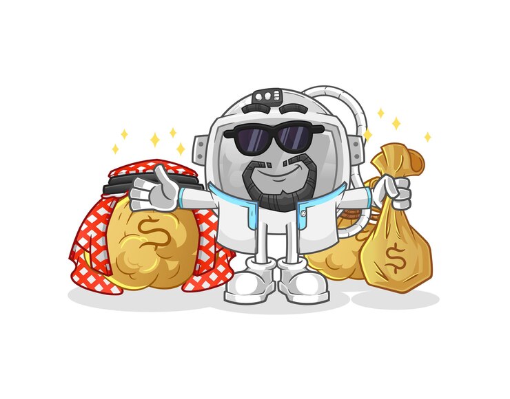 Vector astronaut helmet rich arabian mascot. cartoon vector