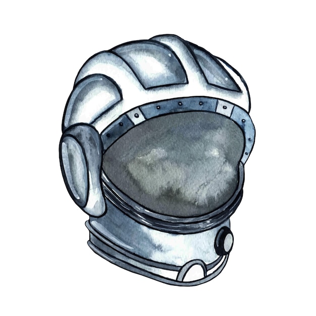 Astronaut helmet watercolor illustration