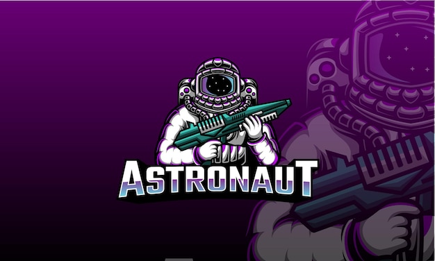 Vettore astronauta che tiene il logo di esportazione della pistola