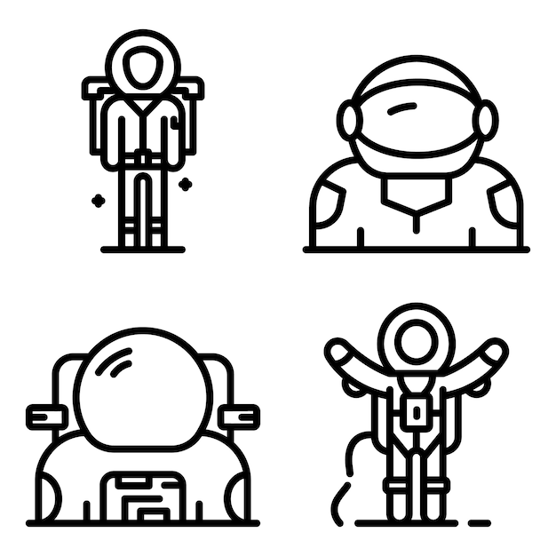 Astronaut iconen set, Kaderstijl