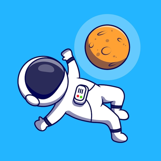 Astronaut illustratie leuke astronaut en maan cartoon illustratie astronaut in de ruimte